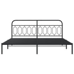 Metal Bed Frame without Mattress with Headboard Black 200x200cm - Bargainia.com - 