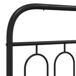 Metal Bed Frame without Mattress with Headboard Black 200x200cm - Bargainia.com - 