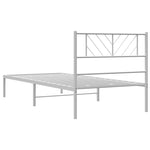 Metal Bed Frame without Mattress with Headboard White 100x200cm - Bargainia.com - 
