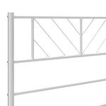 Metal Bed Frame without Mattress with Headboard White 100x200cm - Bargainia.com - 