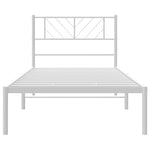 Metal Bed Frame without Mattress with Headboard White 100x200cm - Bargainia.com - 