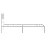Metal Bed Frame without Mattress with Headboard White 100x200cm - Bargainia.com - 