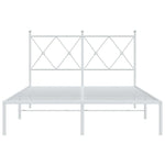 Metal Bed Frame without Mattress with Headboard White 120x190cm - Bargainia.com - 