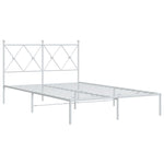 Metal Bed Frame without Mattress with Headboard White 120x190cm - Bargainia.com - 