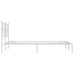 Metal Bed Frame without Mattress with Headboard White 120x190cm - Bargainia.com - 