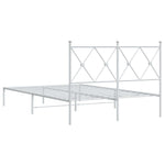 Metal Bed Frame without Mattress with Headboard White 120x190cm - Bargainia.com - 