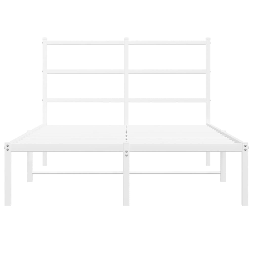 Metal Bed Frame without Mattress with Headboard White 120x200cm - Bargainia.com - 