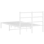 Metal Bed Frame without Mattress with Headboard White 120x200cm - Bargainia.com - 