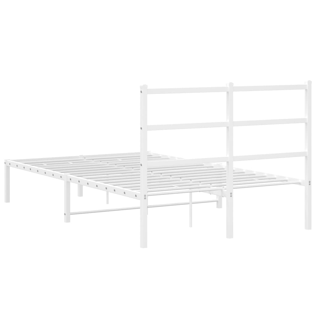 Metal Bed Frame without Mattress with Headboard White 120x200cm - Bargainia.com - 