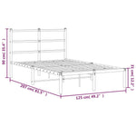 Metal Bed Frame without Mattress with Headboard White 120x200cm - Bargainia.com - 