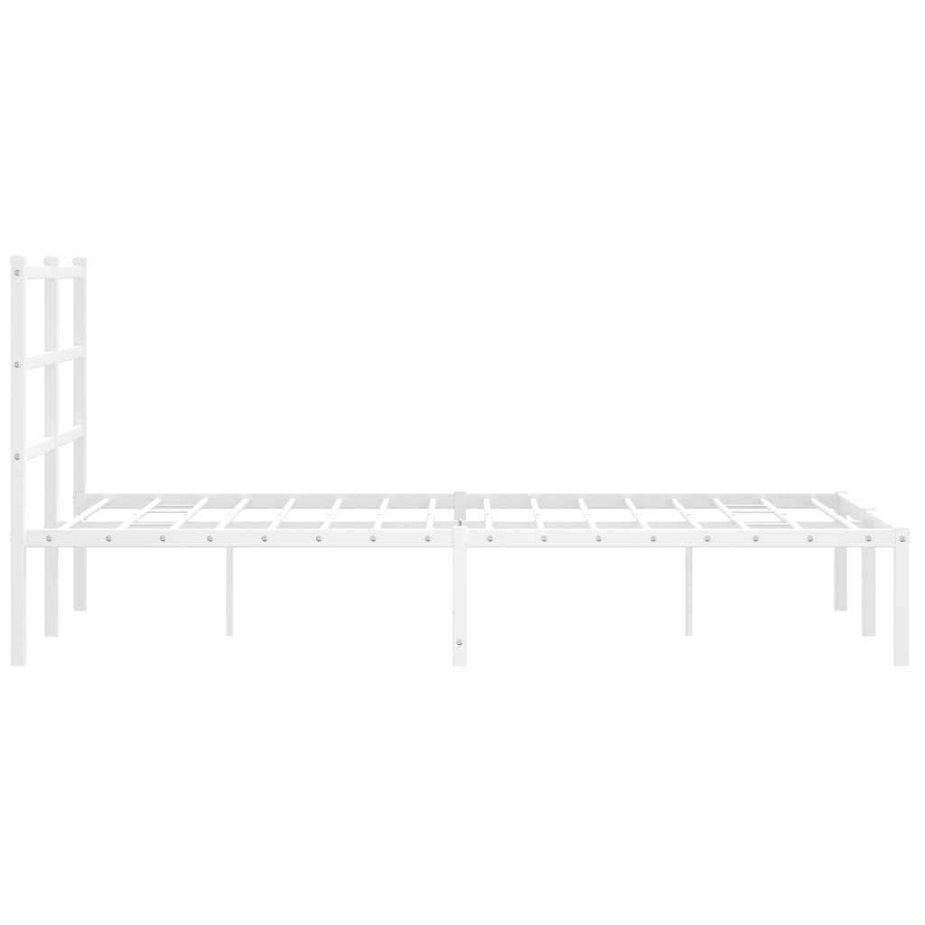 Metal Bed Frame without Mattress with Headboard White 120x200cm - Bargainia.com - 