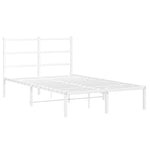 Metal Bed Frame without Mattress with Headboard White 120x200cm - Bargainia.com - 