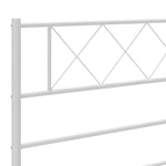 Metal Bed Frame without Mattress with Headboard White 135x190cm - Bargainia.com - 