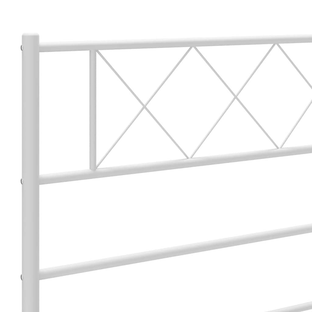 Metal Bed Frame without Mattress with Headboard White 135x190cm - Bargainia.com - 