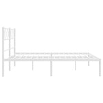 Metal Bed Frame without Mattress with Headboard White 135x190cm - Bargainia.com - 