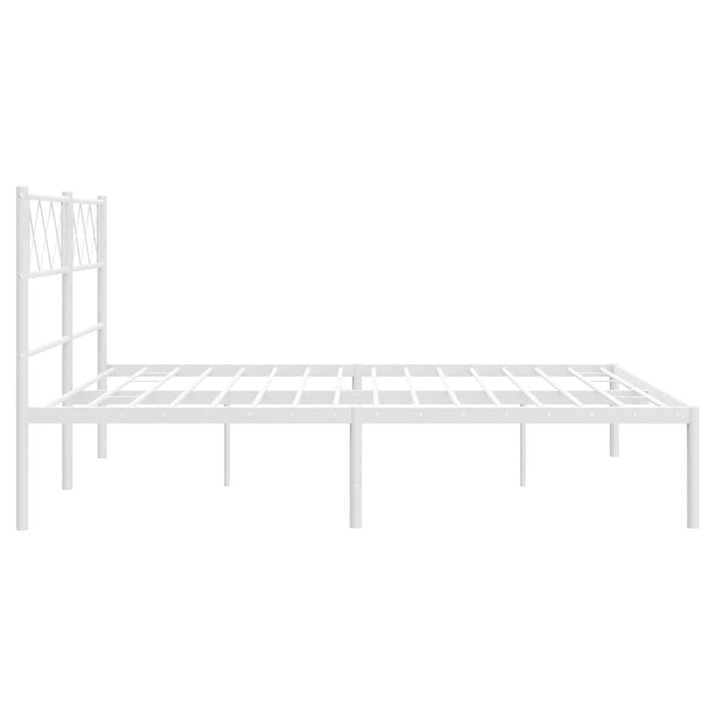 Metal Bed Frame without Mattress with Headboard White 135x190cm - Bargainia.com - 