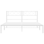 Metal Bed Frame without Mattress with Headboard White 135x190cm - Bargainia.com - 