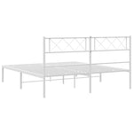 Metal Bed Frame without Mattress with Headboard White 135x190cm - Bargainia.com - 