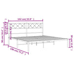 Metal Bed Frame without Mattress with Headboard White 135x190cm - Bargainia.com - 