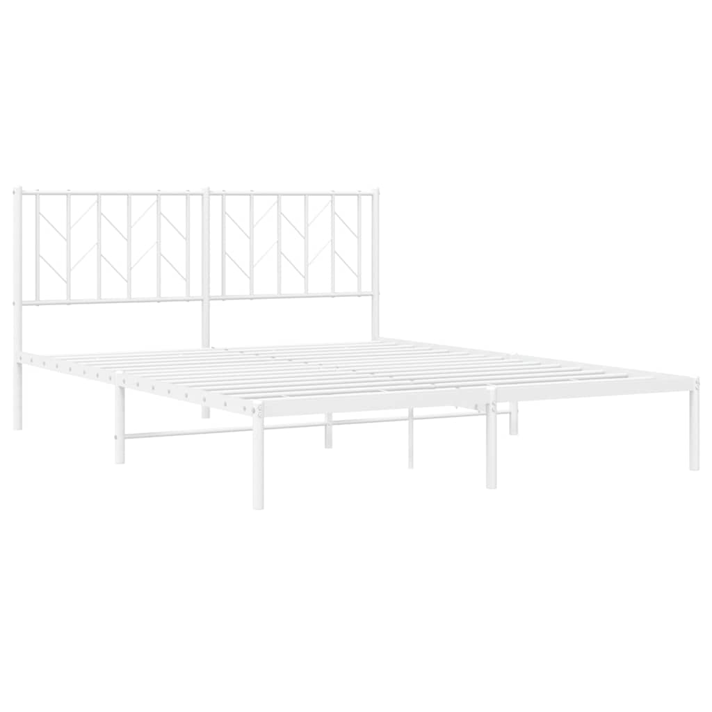 Metal Bed Frame without Mattress with Headboard White 150x200cm - Bargainia.com - 8721012250215 - 374488
