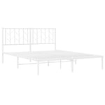 Metal Bed Frame without Mattress with Headboard White 150x200cm - Bargainia.com - 