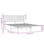 Metal Bed Frame without Mattress with Headboard White 150x200cm - Bargainia.com - 