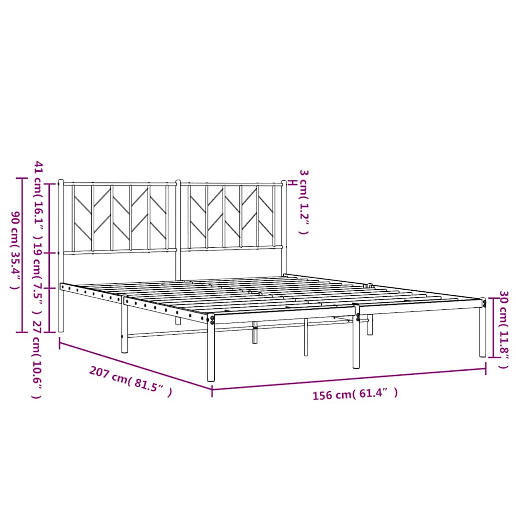 Metal Bed Frame without Mattress with Headboard White 150x200cm - Bargainia.com - 8721012250215 - 374488