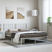 Metal Bed Frame without Mattress with Headboard White 150x200cm - Bargainia.com - 8721012250215 - 374488
