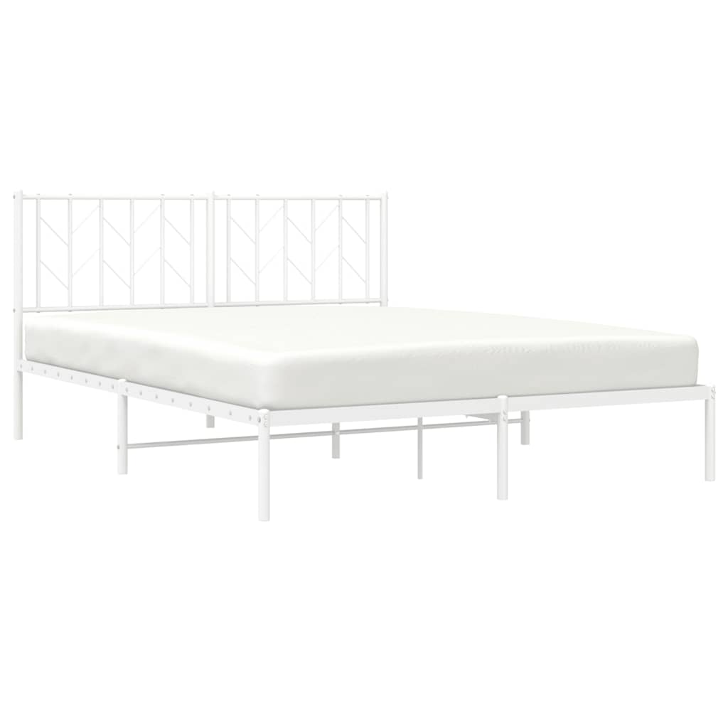 Metal Bed Frame without Mattress with Headboard White 150x200cm - Bargainia.com - 8721012250215 - 374488
