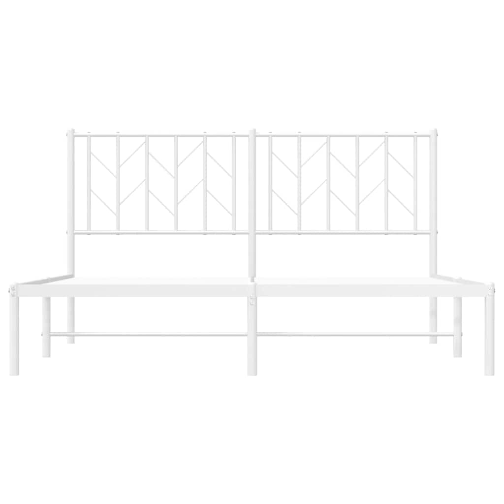 Metal Bed Frame without Mattress with Headboard White 150x200cm - Bargainia.com - 