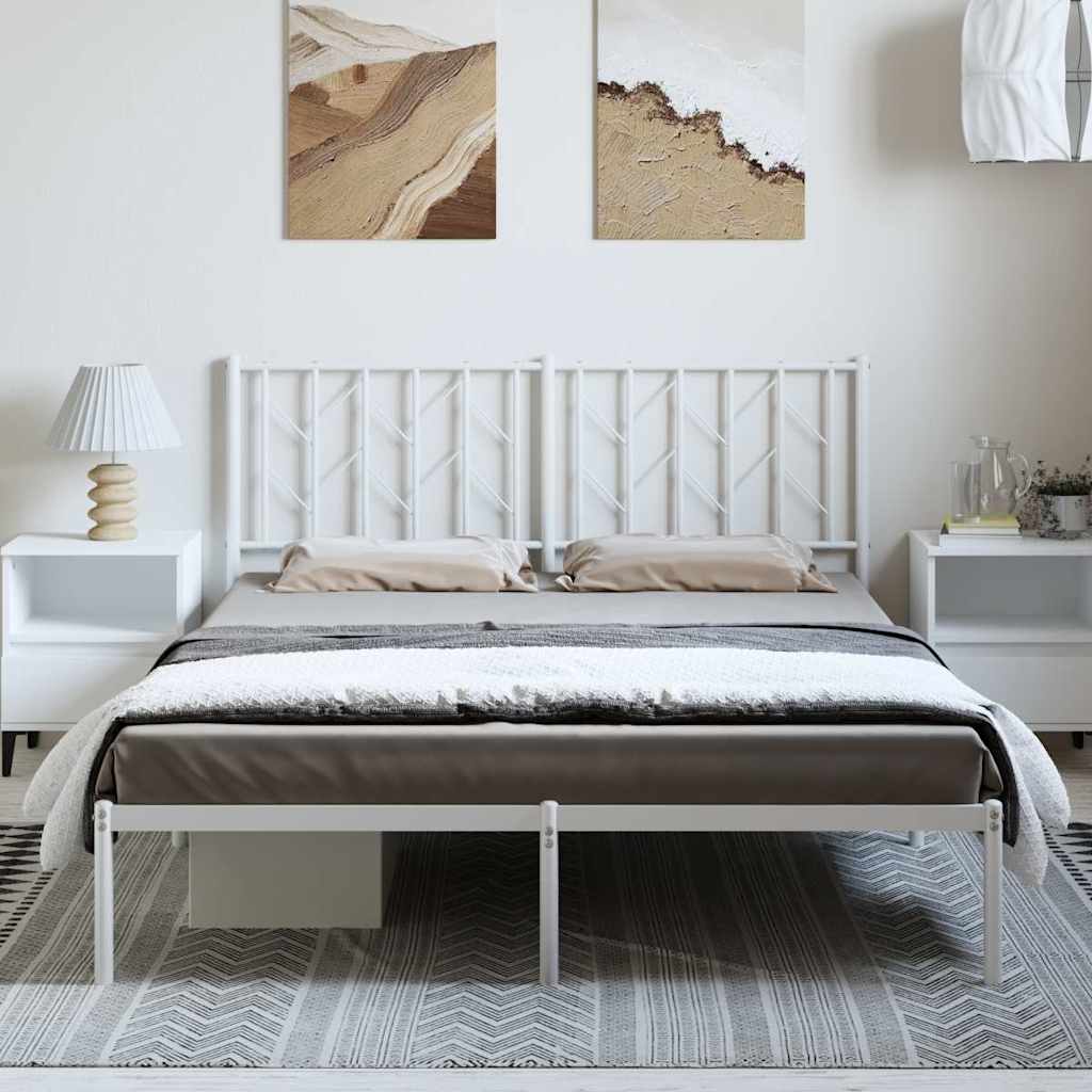Metal Bed Frame without Mattress with Headboard White 150x200cm - Bargainia.com - 8721012250215 - 374488