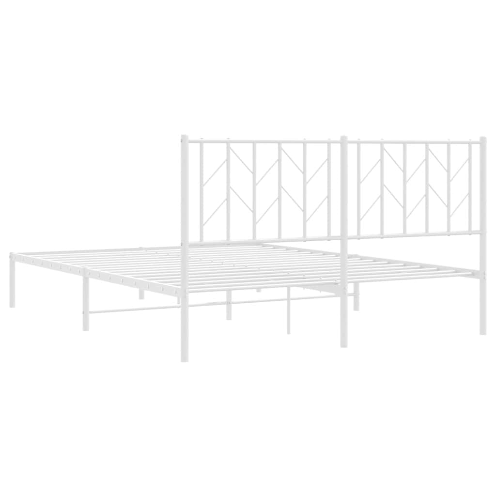 Metal Bed Frame without Mattress with Headboard White 150x200cm - Bargainia.com - 8721012250215 - 374488