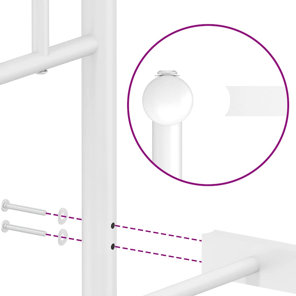 Metal Bed Frame without Mattress with Headboard White 150x200cm - Bargainia.com - 8721012250215 - 374488