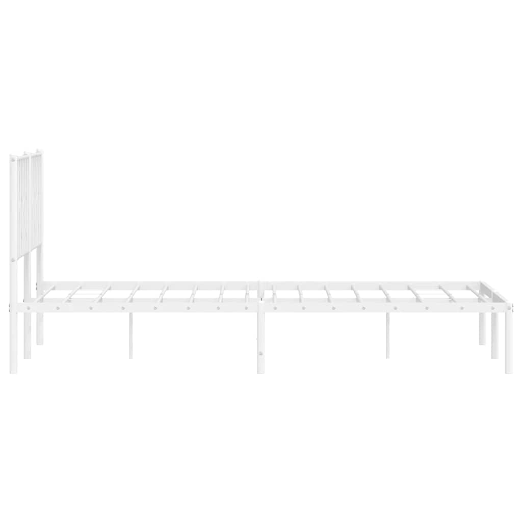 Metal Bed Frame without Mattress with Headboard White 150x200cm - Bargainia.com - 