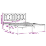 Metal Bed Frame without Mattress with Headboard White 150x200cm - Bargainia.com - 