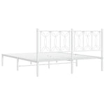 Metal Bed Frame without Mattress with Headboard White 150x200cm - Bargainia.com - 