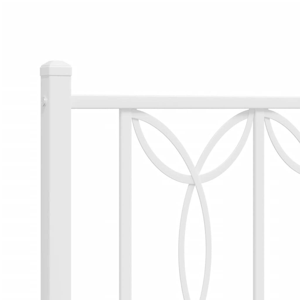 Metal Bed Frame without Mattress with Headboard White 150x200cm - Bargainia.com - 