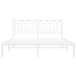 Metal Bed Frame without Mattress with Headboard White 150x200cm - Bargainia.com - 