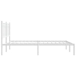Metal Bed Frame without Mattress with Headboard White 150x200cm - Bargainia.com - 