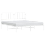 Metal Bed Frame without Mattress with Headboard White 160x200cm - Bargainia.com - 
