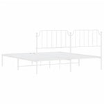 Metal Bed Frame without Mattress with Headboard White 160x200cm - Bargainia.com - 