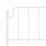 Metal Bed Frame without Mattress with Headboard White 160x200cm - Bargainia.com - 