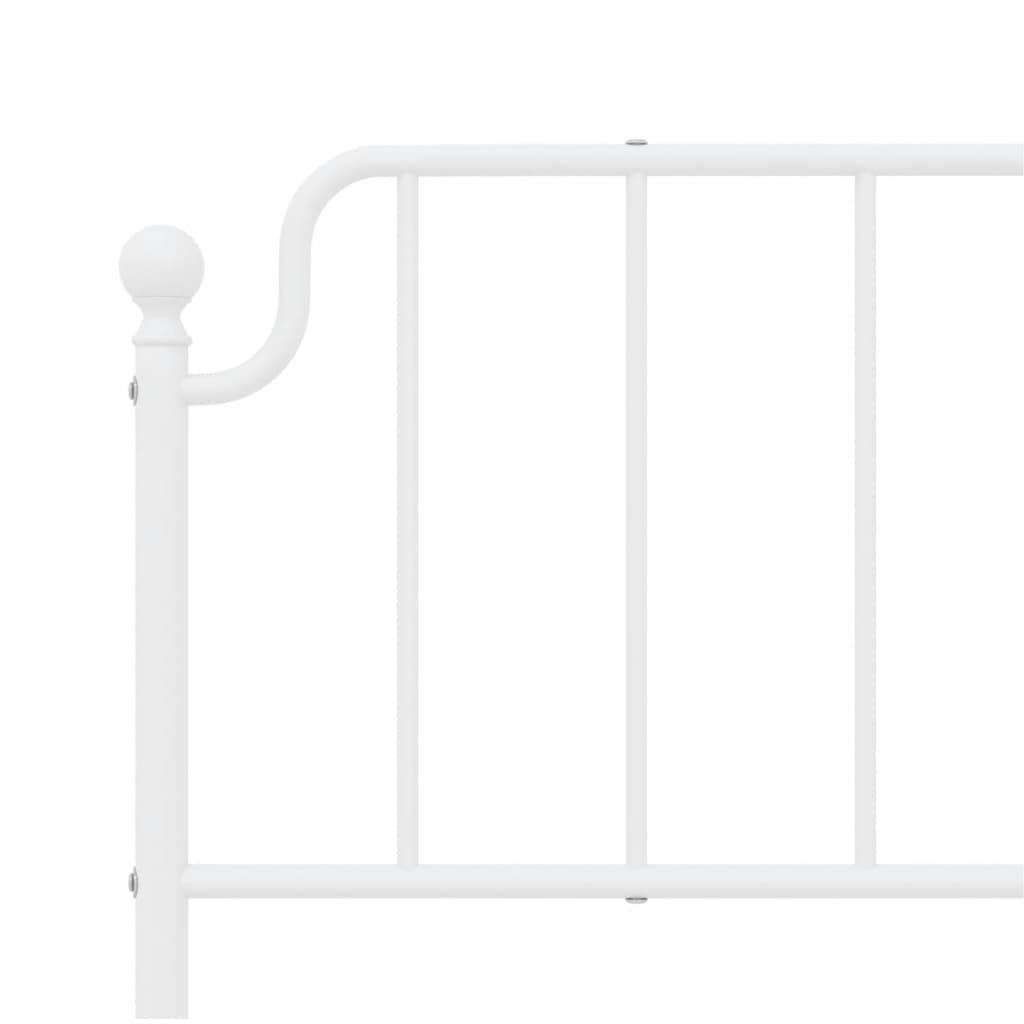 Metal Bed Frame without Mattress with Headboard White 160x200cm - Bargainia.com - 
