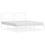 Metal Bed Frame without Mattress with Headboard White 160x200cm - Bargainia.com - 