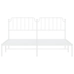 Metal Bed Frame without Mattress with Headboard White 160x200cm - Bargainia.com - 
