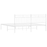 Metal Bed Frame without Mattress with Headboard White 183x213cm - Bargainia.com - 