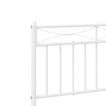 Metal Bed Frame without Mattress with Headboard White 183x213cm - Bargainia.com - 