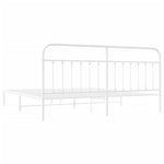 Metal Bed Frame without Mattress with Headboard White 200x200cm - Bargainia.com - 