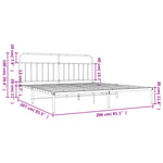 Metal Bed Frame without Mattress with Headboard White 200x200cm - Bargainia.com - 