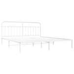 Metal Bed Frame without Mattress with Headboard White 200x200cm - Bargainia.com - 